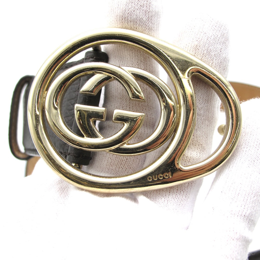 GUCCI グッチ ベルト インターロッキングG レザー 90・36 ブラウン