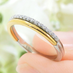 結婚指輪 プラチナ Pt900 K18YG イエローゴールド コンビ ダイヤモンド