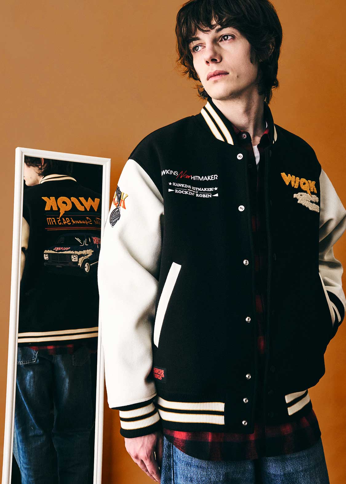 MAHF 前開きスタジャン風 ロゴ刺繍 グラトリ マーフ ユニセックス MAHF