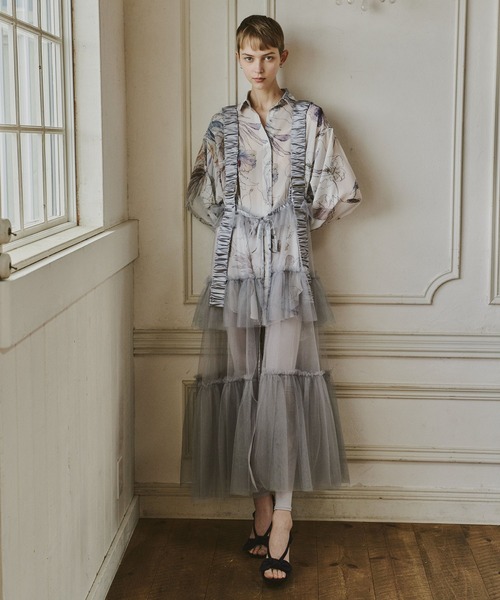 シースルーボリュームチュールデザインジレ（ベスト）｜J1U by LA