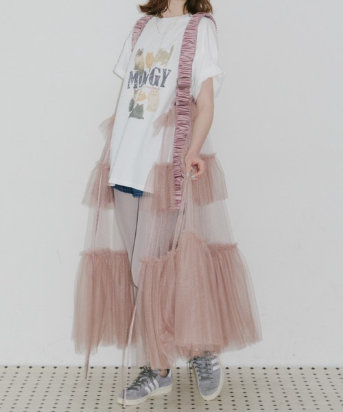 シースルーボリュームチュールデザインジレ（ベスト）｜J1U by LA