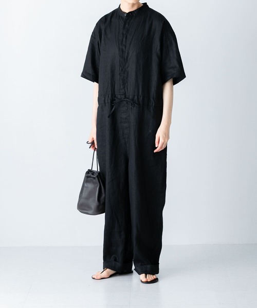 かぐれ（カグレ）の「リネンハーフスリーブオールインワン（サロペット