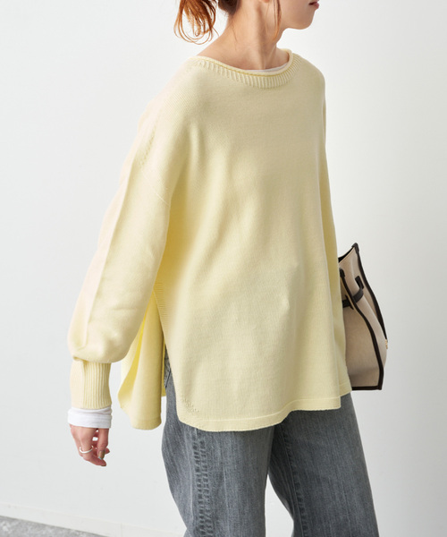 バルキーヤーンルーズボートネックニット（ニット/セーター）｜Spick