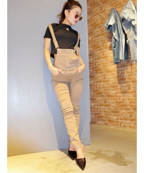 GYDA（ジェイダ）の「ZIPカラースキニーサロペ（サロペット