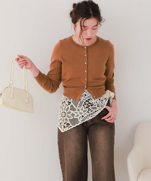 セール】クルーネックニットカーディガン/トップス（カーディガン