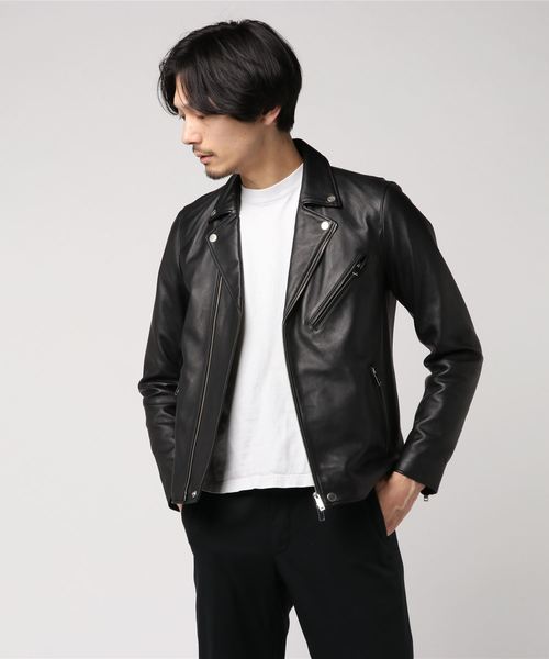 STUDIOUS】ラムレザーWライダース（ブルゾン）｜STUDIOUS