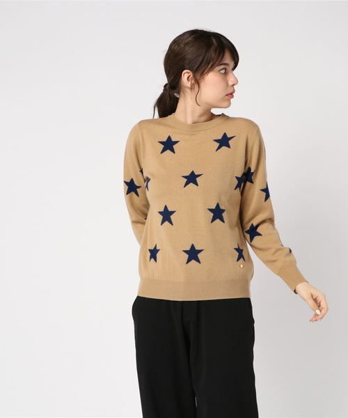 Dignite collier】カシミヤ混星柄ニットプルオーバー 803508（ニット
