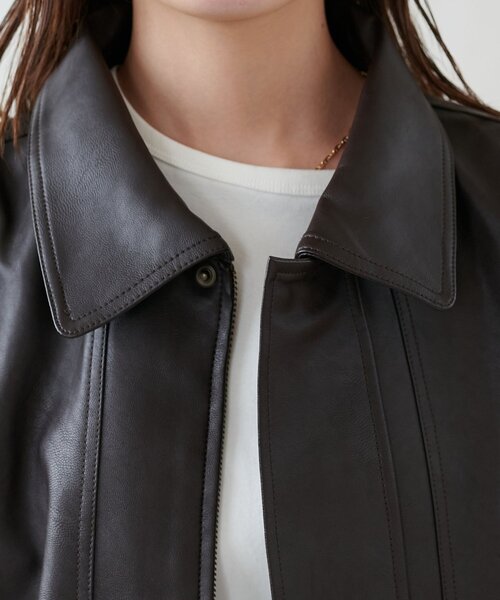 衿取り外し可能/ユニセックス】ボア衿付きフェイクレザーブルゾン