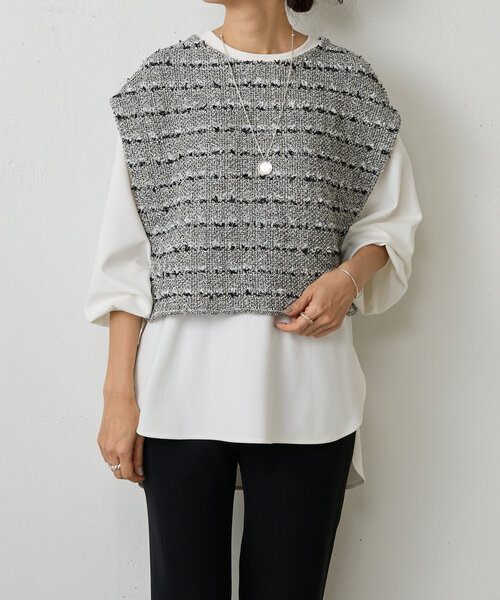 BEARDSLEY（ビアズリー）の「ツイードニットポンチョ（ニット/セーター