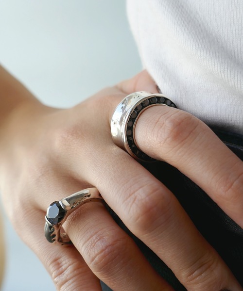 SILVER925ブラックジルコニアリング/メンズ/レディース（リング