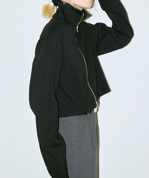 セール】ASYMMETRIC PANEL RIB TOP：カーディガン（Tシャツ/カットソー