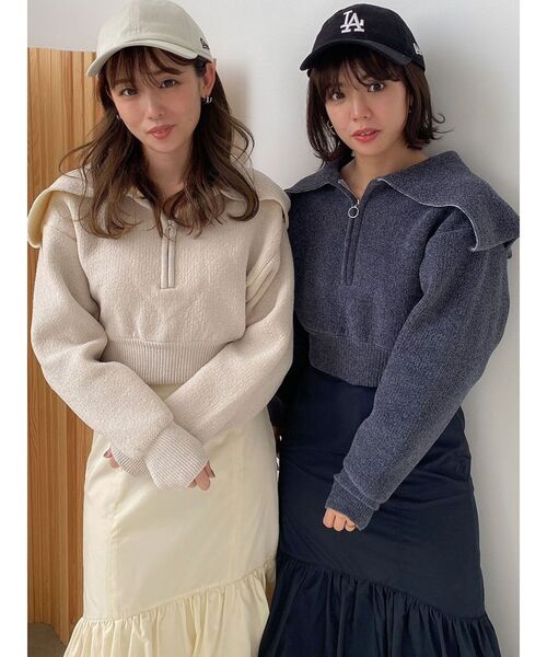 dazzlin（ダズリン）の「オーバーカラーZIPニットトップス（ニット