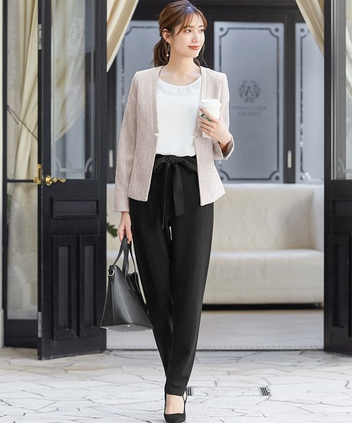 セール】【3点セット】ツイードノーカラージャケット ブラウス