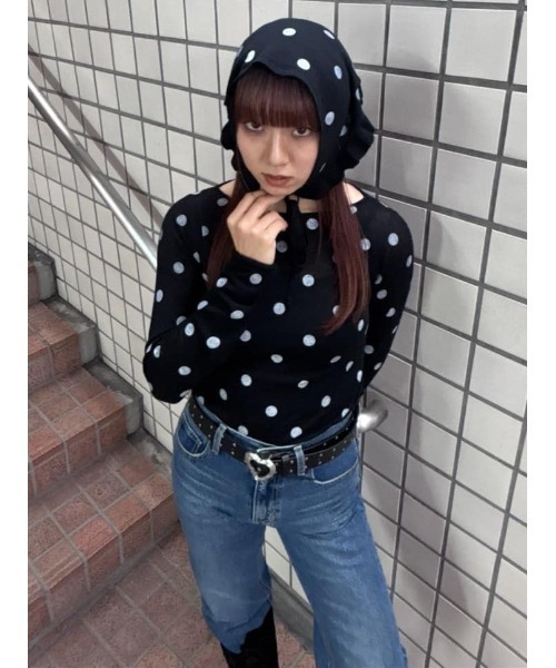 MICHIXSLY DOTS KNIT TOPS ミチスライドットニットトップス 冬服 春服