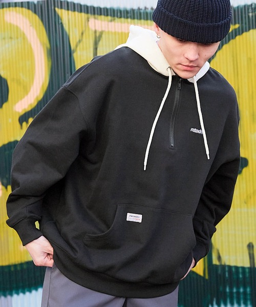 セール】【retock's】ロゴ刺繍/ピスネーム フード配色 ビッグ