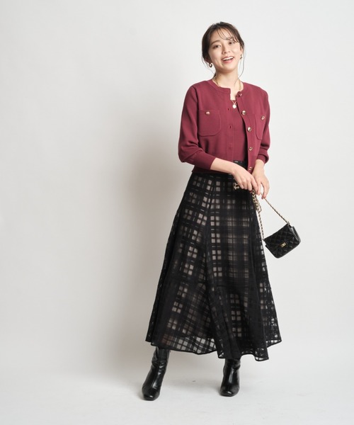 JUSGLITTY（ジャスグリッティー）の「チェック刺繍スカート（スカート