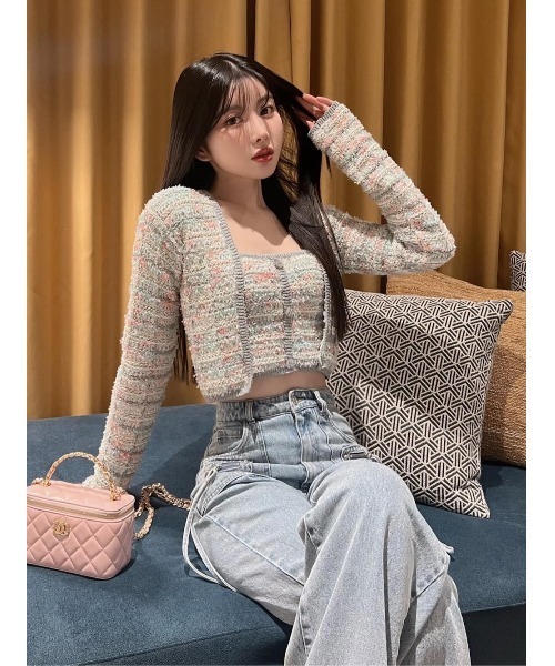 ミックスツイードニットトップス（ニット/セーター）｜Darich