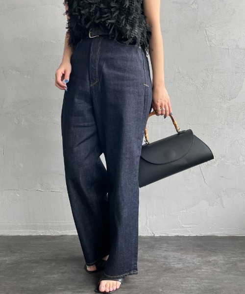 YANUKヤヌーク JOAN ハイウエストワイドデニム ワンウォッシュ タグ