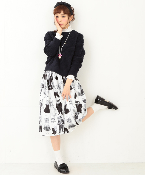 mmts（マミタス）の「ヒグチユウコ×mmts / 猫10匹 総柄 スカート
