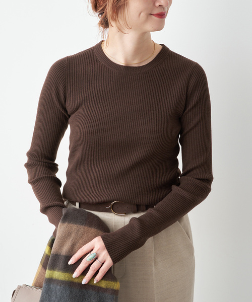 WEB限定 / 追加》ウォッシャブル クルーネックリブニット（ニット