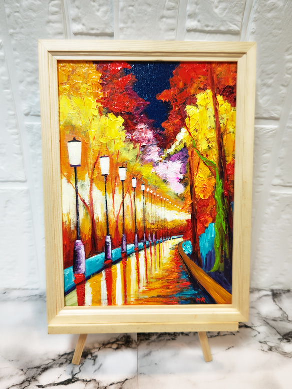 油絵 絵画 夜の秋 絵画 HR 通販 14775274｜Creema(クリーマ