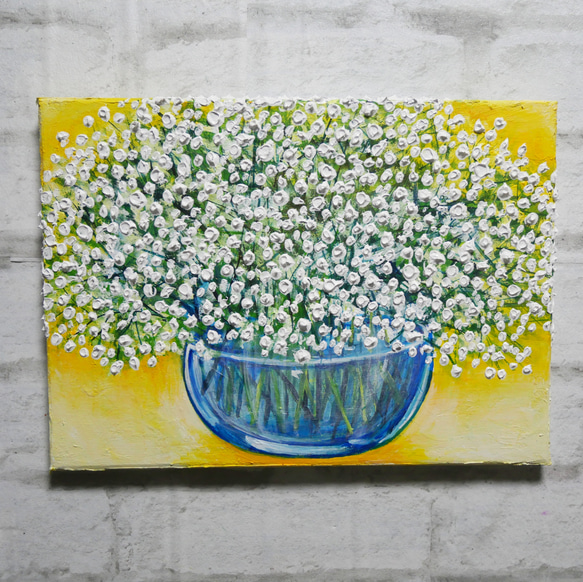 油絵 油彩 油彩画 絵 絵画 【カスミソウ 】 絵画 HR 通販 14722877