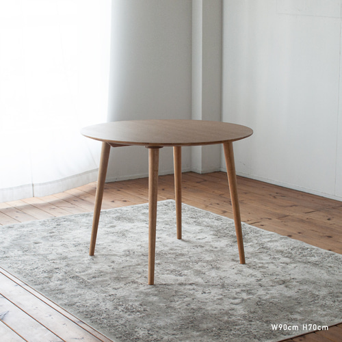 オーク材のラウンドダイニング［3サイズ 70cm 80cm 90cm] セミオーダー