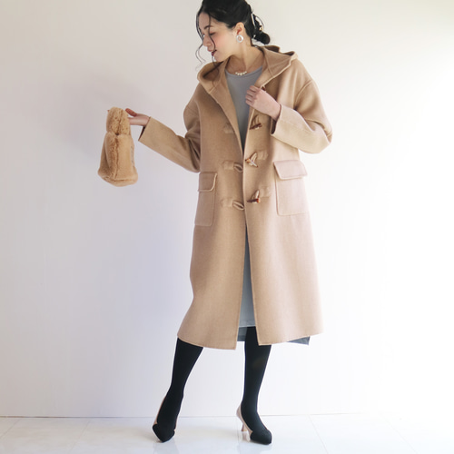 3日以内発送☆暖かアウター【ベージュ】一枚仕立てウール素材ダッフル