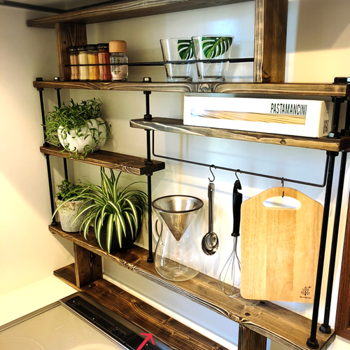 新作☆キッチンラックCentral☆木目強調☆窓枠インテリア☆ その他調味