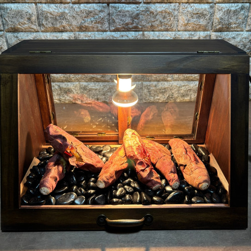 木製ホットショーケース 焼き芋保温ディスプレイケース【ダーク