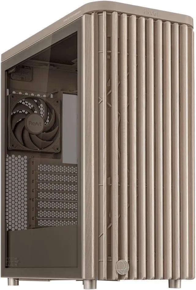 ASUS ProArt PA401 Wood Edition Beige ATX case features a tempered