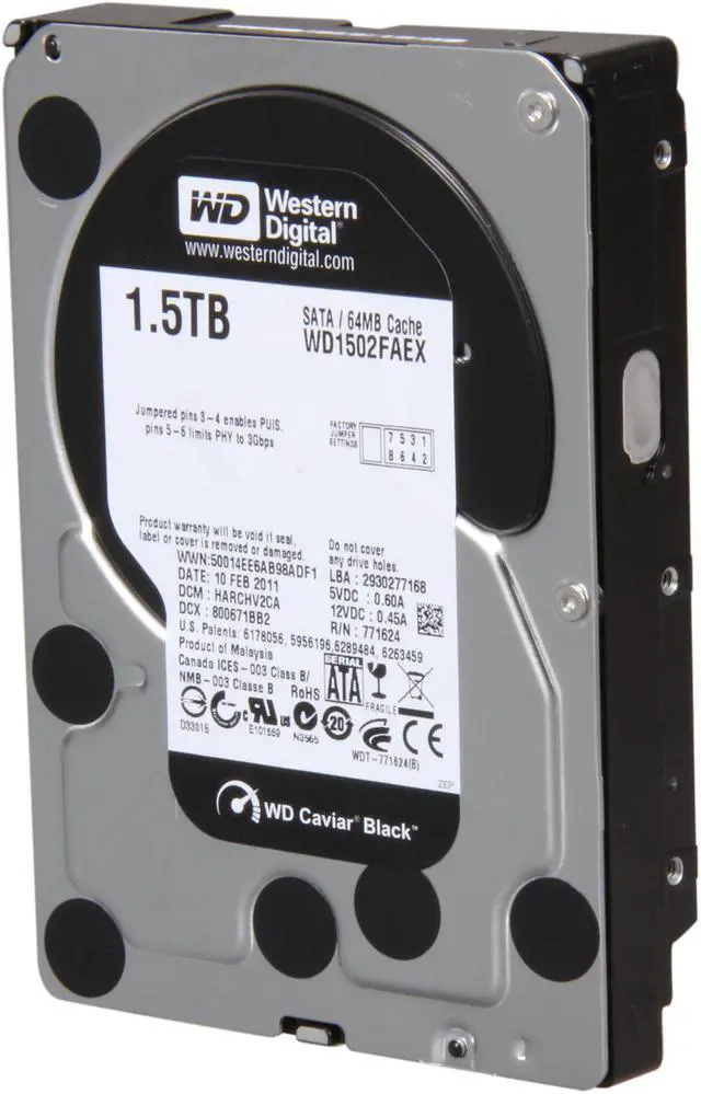 Western Digital Black WD1502FAEX 1.5TB 7200 RPM 64MB Cache SATA