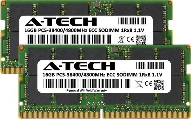 A-Tech 32GB (2x16GB) DDR5 4800 MHz ECC SODIMM PC5-38400 ECC