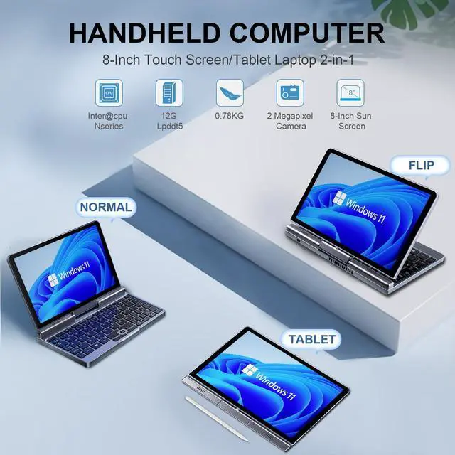8 inch Mini Laptop HD Touchscreen Portable 2-in-1 Computer,Windows