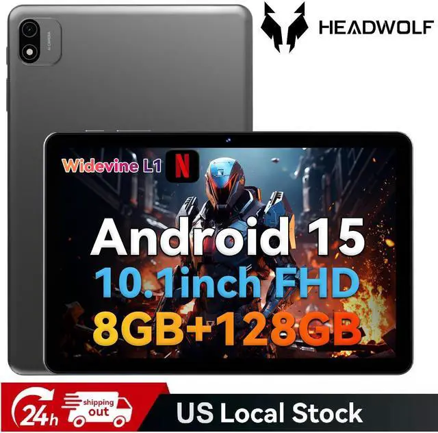 Headwolf Android 15 Tablet 10 Inch Tablets, WPad6 Octa Core FHD