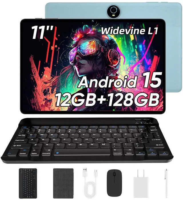 11 Inch Tablet with Keyboard, Android 15 Tablets, 12GB+128GB, 1TB