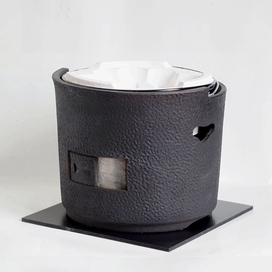 三河焼き七輪 炎匠 黒（三河焼+珪藻土コンロ） – 茶炭俱楽部