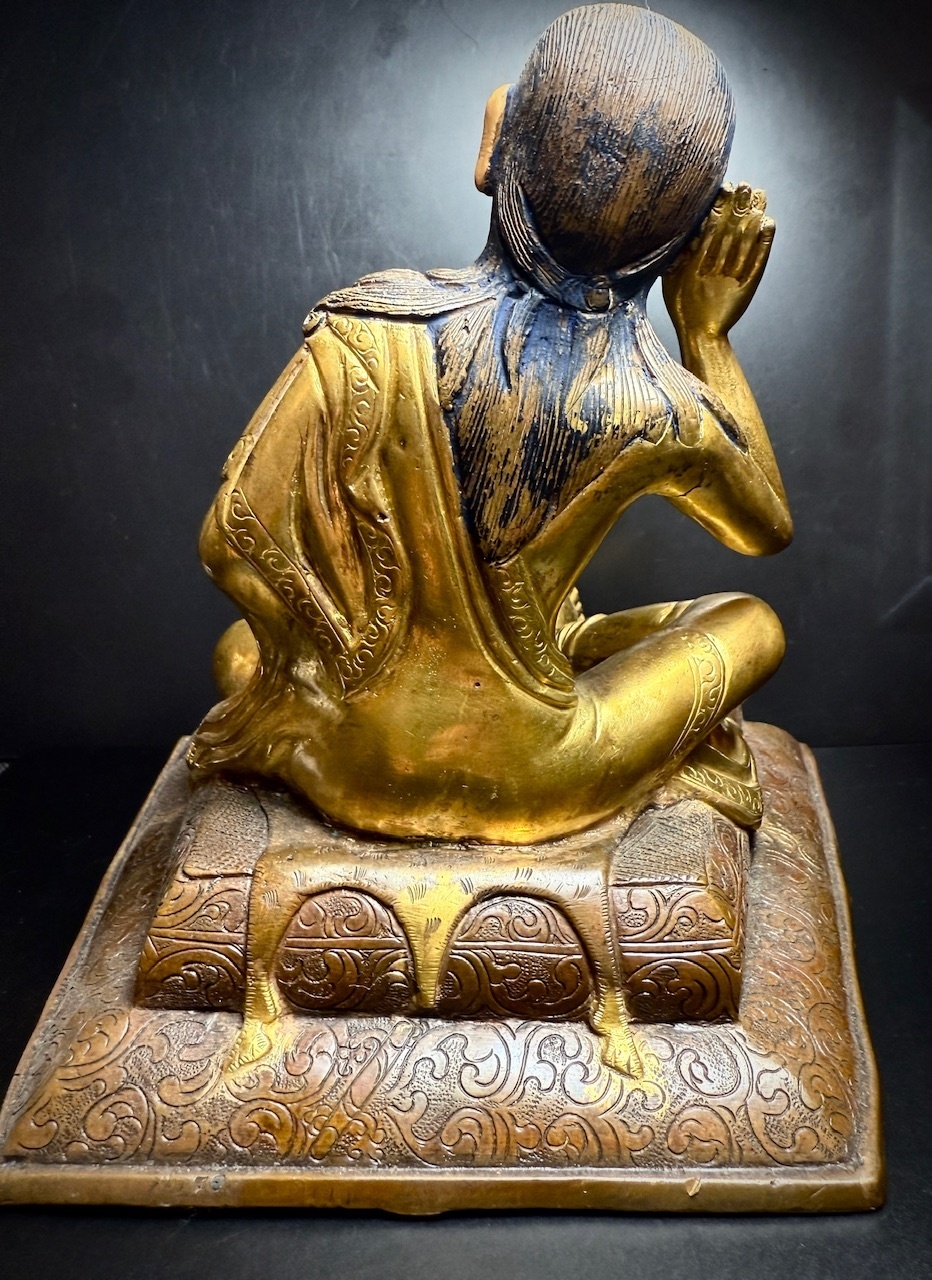 チベット密教カギュ派・ミラレパ (milarepa) 鍍金仏像（金銅仏