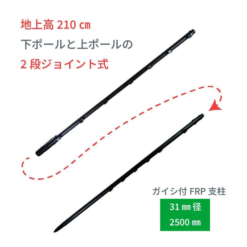 ガイシ付FRP支柱 FRP250(10本入)（旧：アニマルポールFRPサル） | 鳥獣