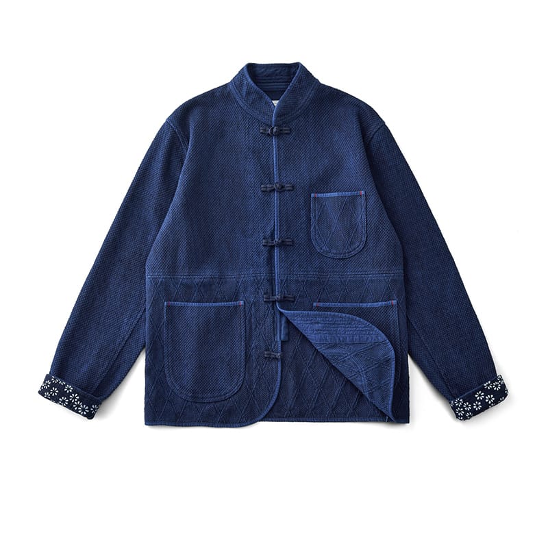藍染刺し子生地チャイナジャケット（ ジャケット・アウター