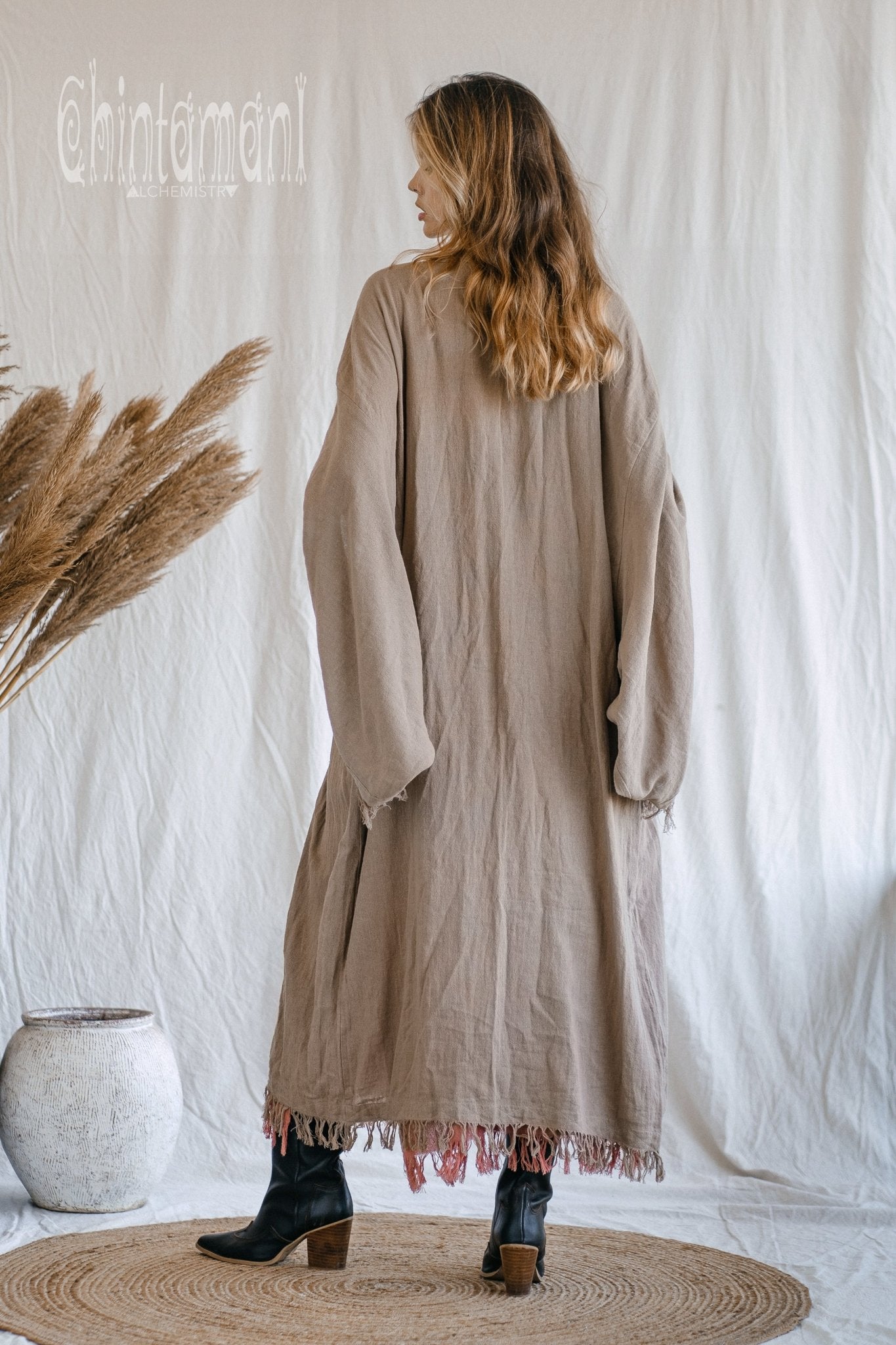Wide Sleeve Kimono / Coffee - ChintamaniAlchemi