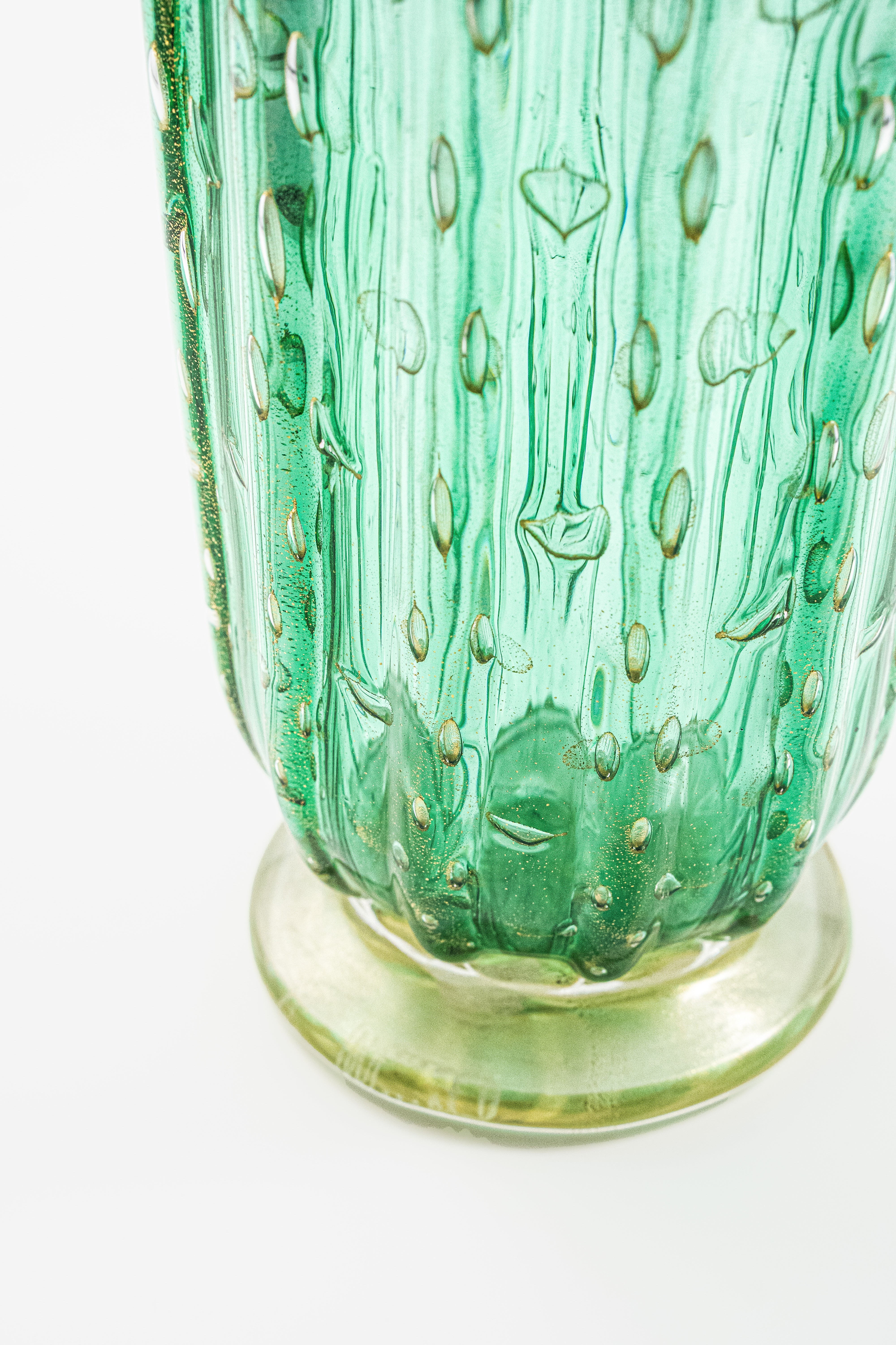 ムラーノガラス（ベネチアングラス）花瓶／花器「シェル」ヴェルデ