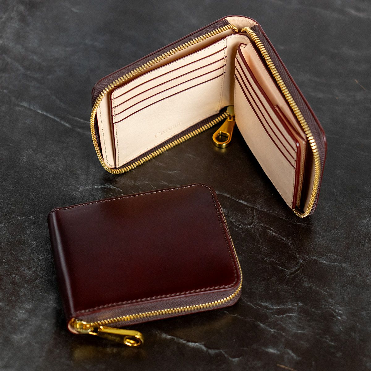 アニリンコードバン RFスモールウォレット（ラウンドファスナー二