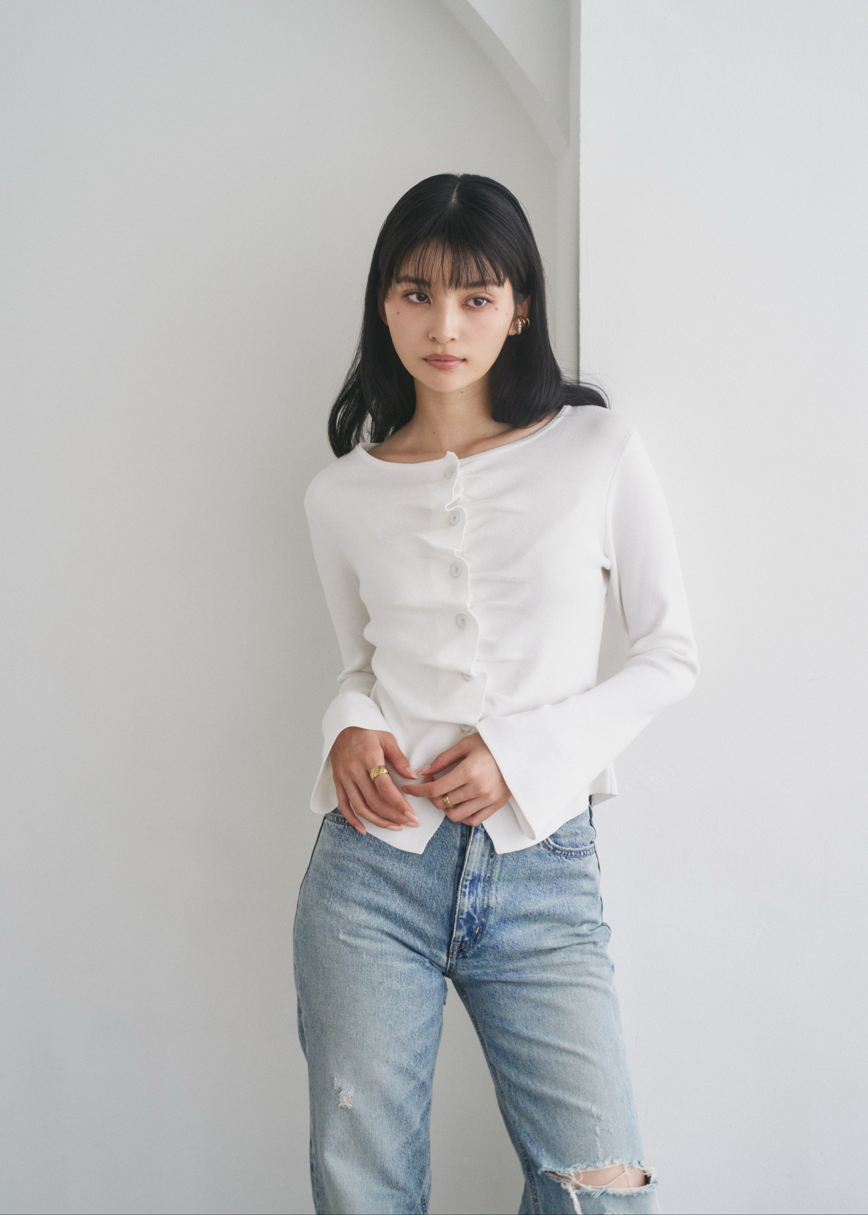 フロントタックギャザーニットトップス – CONNSE