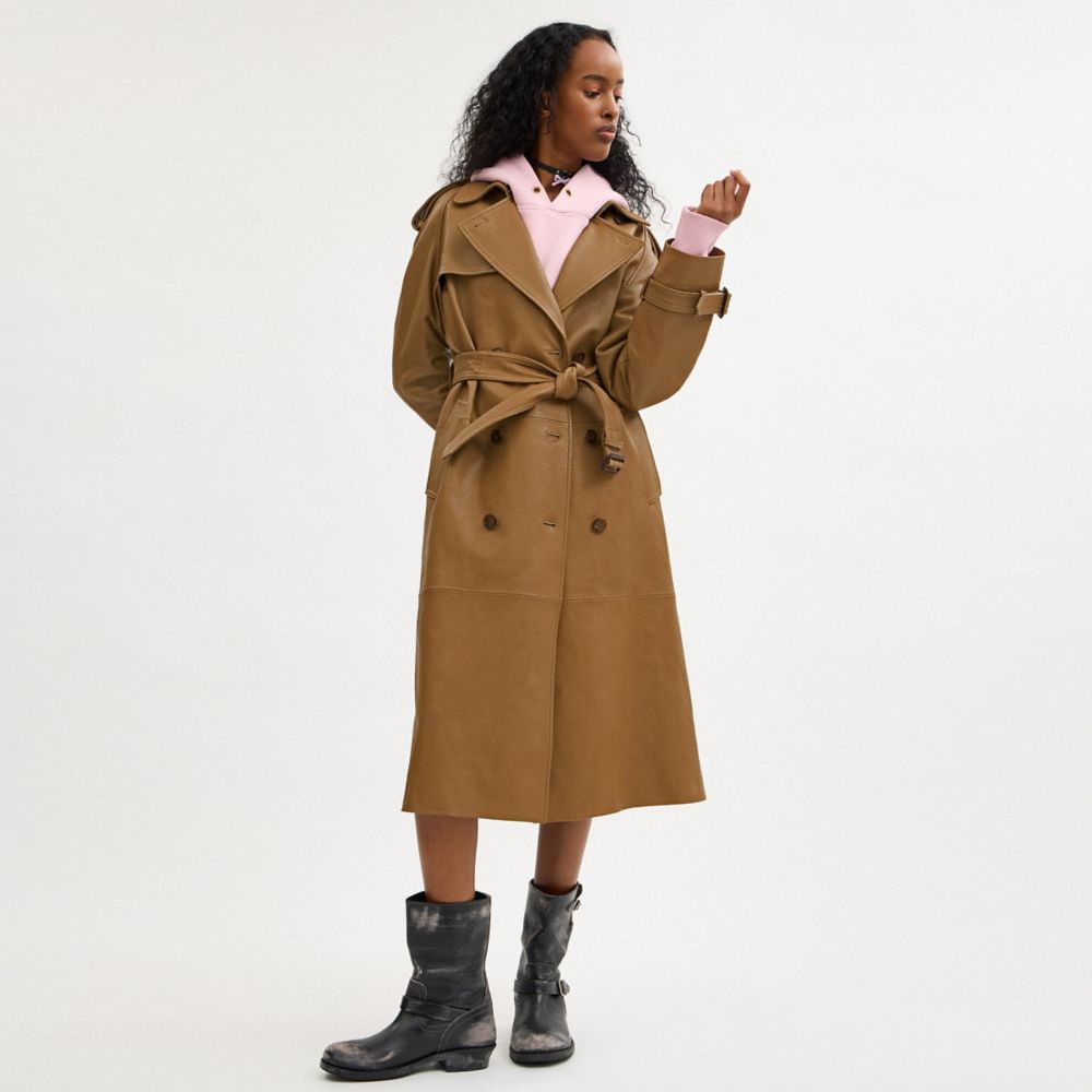 公式】COACH – コーチ | レザー ダブル ブレステッド トレンチ コート