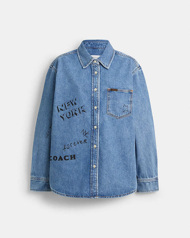 公式】COACH – コーチ | スケッチ プリント デニム シャツ