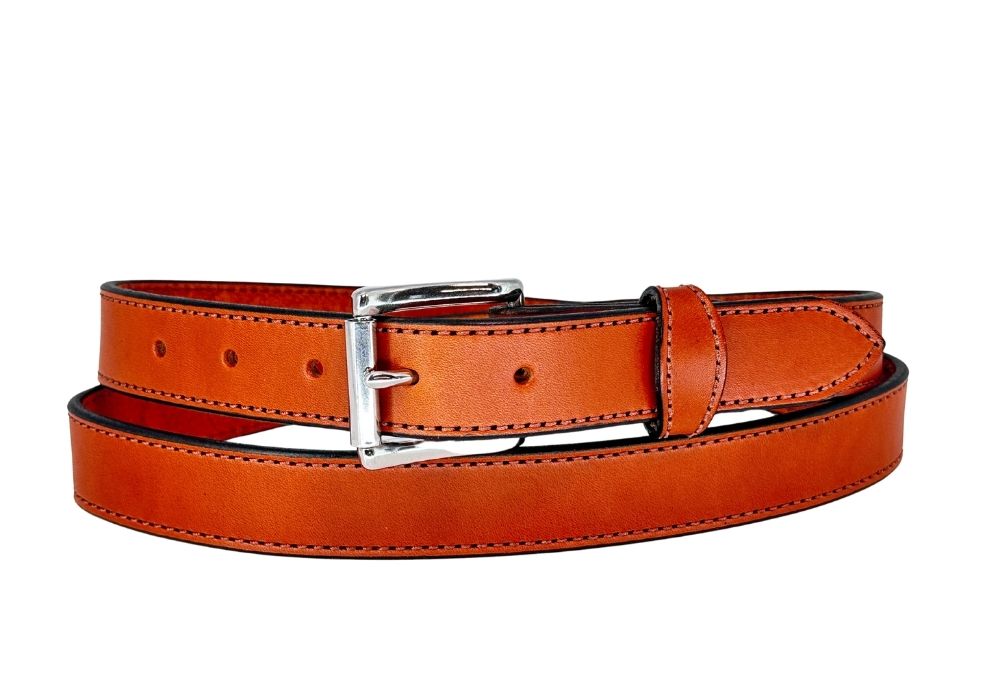 English Bridle Leather Belt With Stitches - Coblents Leather
