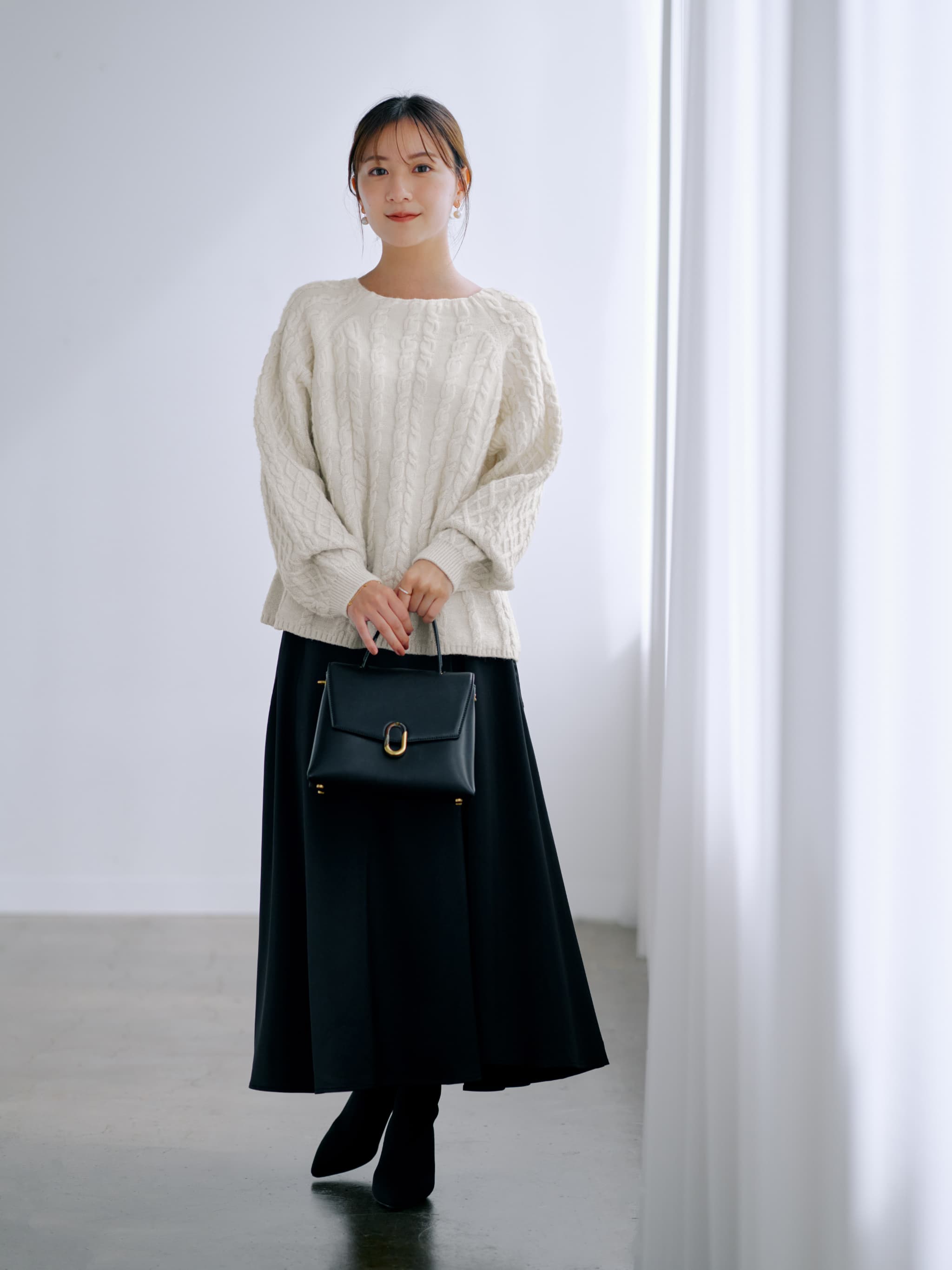 ラメグラデーションケーブルニット | 小柄・低身長女性向け