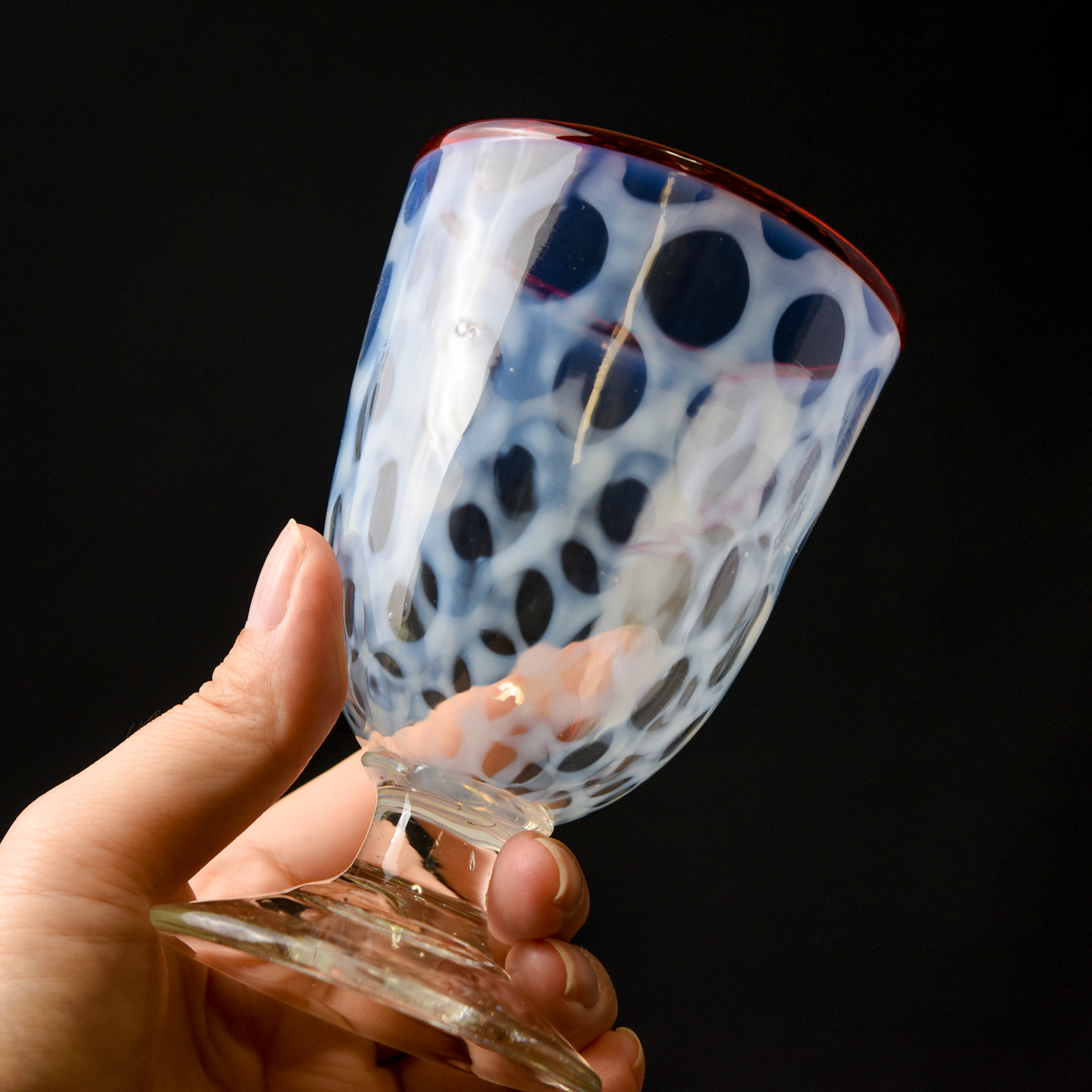ガラス :: 水玉文赤縁なつめ形氷コップ | COTTOU.JP 骨董の通販