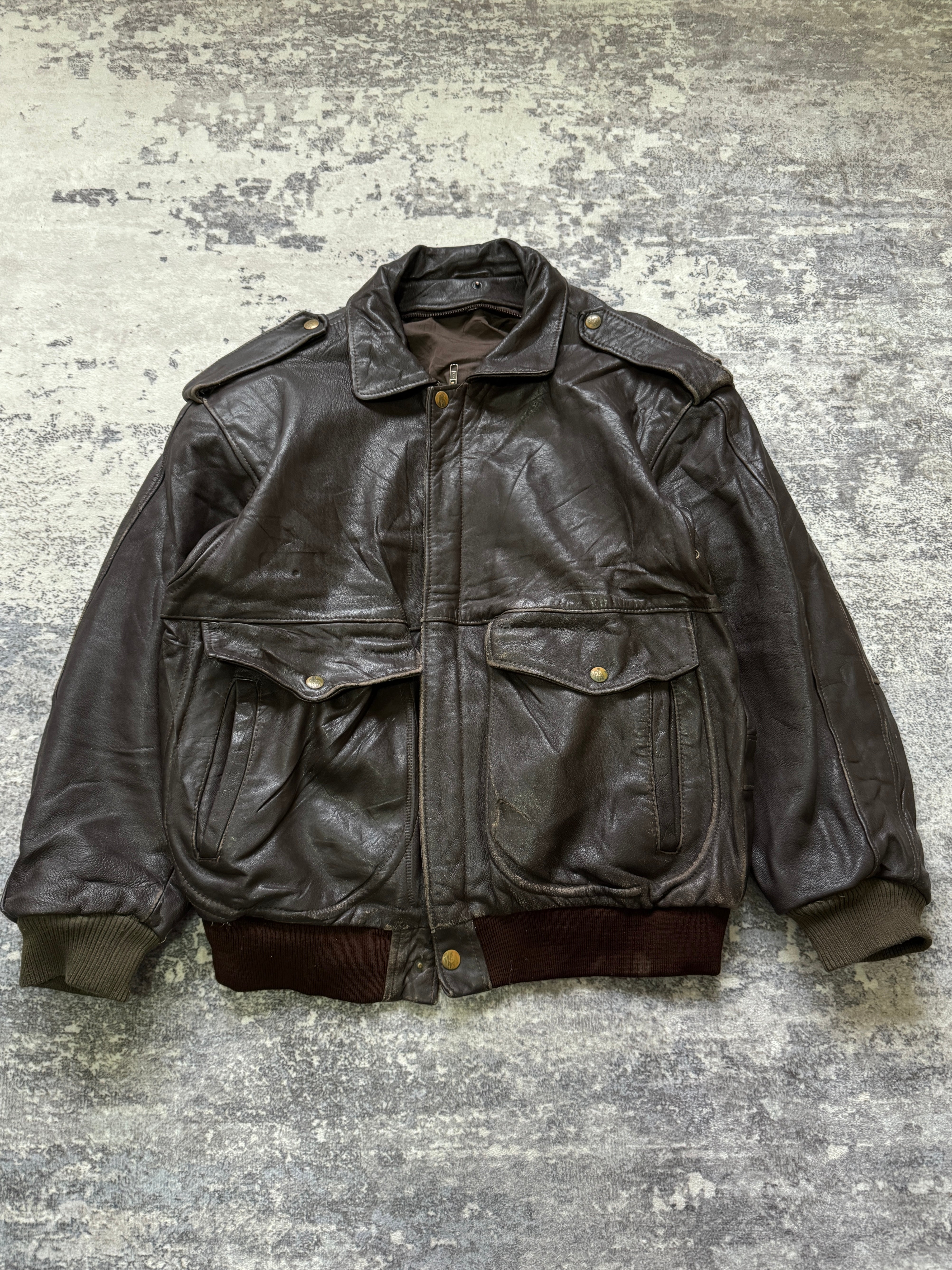 Vintage 90s Aviator Flight Leather Jacket - S – Cozy Closet
